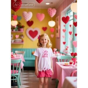 Upcycled Alternative Apparel T Shirt, Valentine’s Day, size 14/16